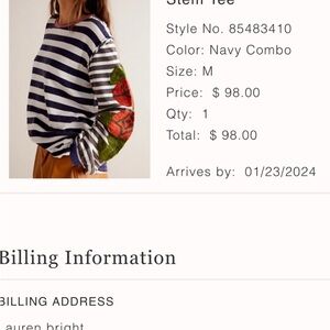 Striped Navy and White Tee with Floral Sleeves